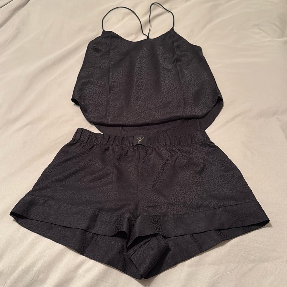 Victoria’s Secret Women’s S Black Leopard Print Satin Intimate Cami PJ Sleepwear
